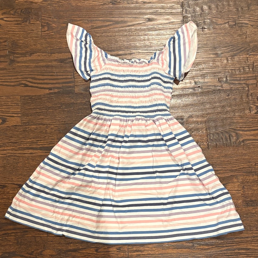 Crewcuts Striped Flutter Sleeve Dress